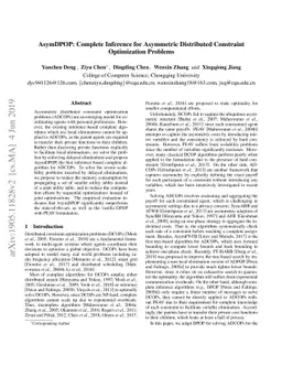 AsymDPOP: Complete Inference for Asymmetric Distributed Constraint
  Optimization Problems