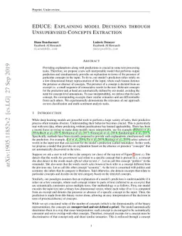 EDUCE: Explaining model Decisions through Unsupervised Concepts
  Extraction