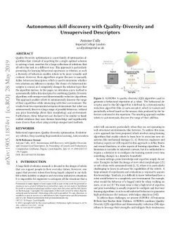 Autonomous skill discovery with Quality-Diversity and Unsupervised
  Descriptors
