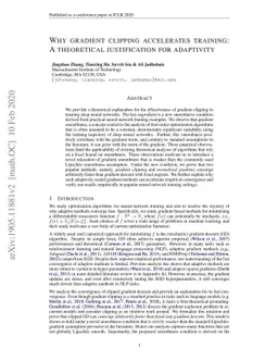 Why gradient clipping accelerates training: A theoretical justification
  for adaptivity