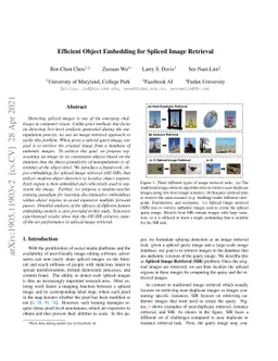 Efficient Object Embedding for Spliced Image Retrieval