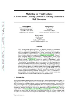 Matching on What Matters: A Pseudo-Metric Learning Approach to Matching
  Estimation in High Dimensions