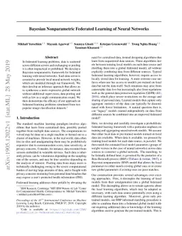 Bayesian Nonparametric Federated Learning of Neural Networks