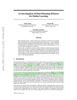 An Investigation of Data Poisoning Defenses for Online Learning
