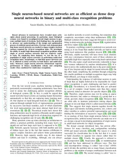 Single neuron-based neural networks are as efficient as dense deep
  neural networks in binary and multi-class recognition problems
