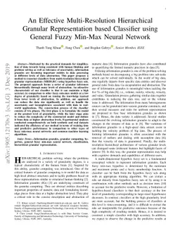 An Effective Multi-Resolution Hierarchical Granular Representation based
  Classifier using General Fuzzy Min-Max Neural Network