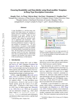 Ensuring Readability and Data-fidelity using Head-modifier Templates in
  Deep Type Description Generation
