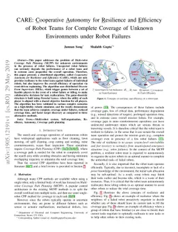 CARE: Cooperative Autonomy for Resilience and Efficiency of Robot Teams
  for Complete Coverage of Unknown Environments under Robot Failures