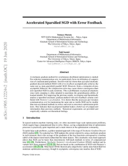 Accelerated Sparsified SGD with Error Feedback