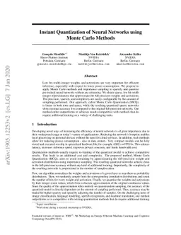 Instant Quantization of Neural Networks using Monte Carlo Methods