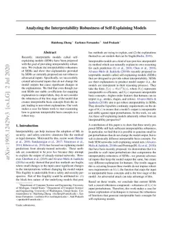 Analyzing the Interpretability Robustness of Self-Explaining Models