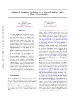 Calibrated Surrogate Maximization of Linear-fractional Utility in Binary
  Classification