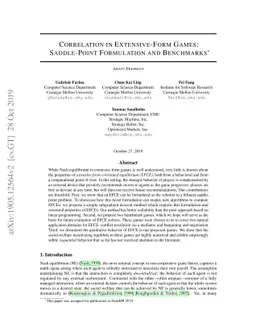 Correlation in Extensive-Form Games: Saddle-Point Formulation and
  Benchmarks
