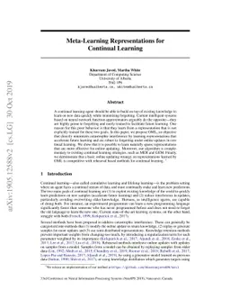 Meta-Learning Representations for Continual Learning