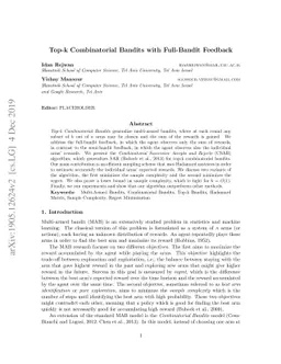 Top-k Combinatorial Bandits with Full-Bandit Feedback