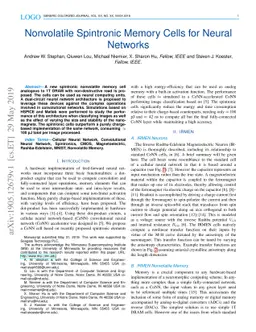 Nonvolatile Spintronic Memory Cells for Neural Networks