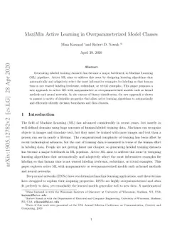 MaxiMin Active Learning in Overparameterized Model Classes}
