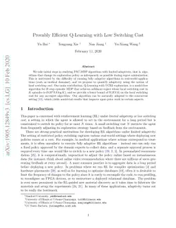 Provably Efficient Q-Learning with Low Switching Cost