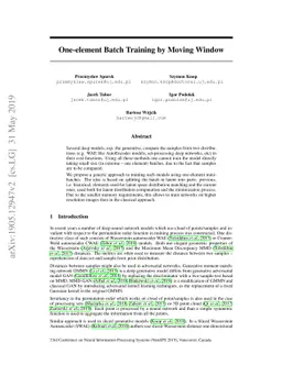 One-element Batch Training by Moving Window