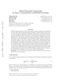 Global Momentum Compression for Sparse Communication in Distributed
  Learning