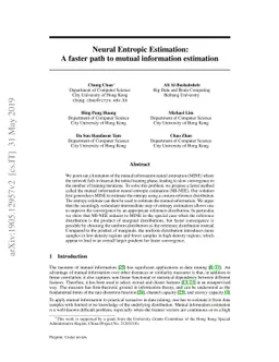 Neural Entropic Estimation: A faster path to mutual information
  estimation
