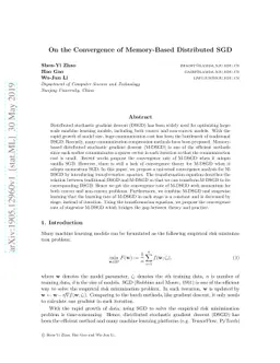 On the Convergence of Memory-Based Distributed SGD