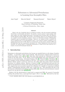 Robustness to Adversarial Perturbations in Learning from Incomplete Data