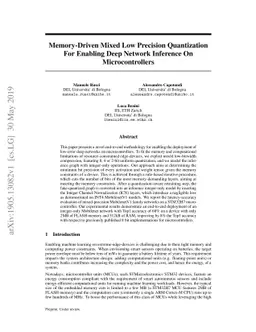 Memory-Driven Mixed Low Precision Quantization For Enabling Deep Network
  Inference On Microcontrollers