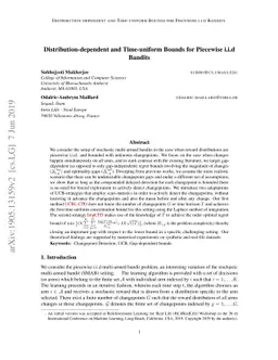 Distribution-dependent and Time-uniform Bounds for Piecewise i.i.d
  Bandits