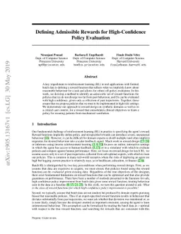 Defining Admissible Rewards for High Confidence Policy Evaluation