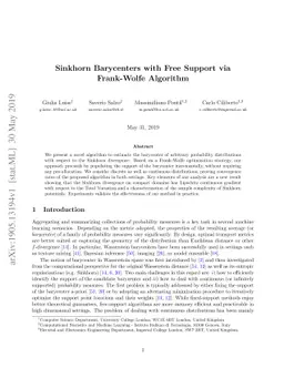 Sinkhorn Barycenters with Free Support via Frank-Wolfe Algorithm