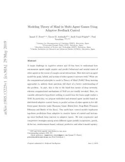 Modeling Theory of Mind in Multi-Agent Games Using Adaptive Feedback
  Control