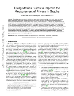 Using Metrics Suites to Improve the Measurement of Privacy in Graphs