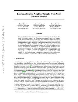 Learning Nearest Neighbor Graphs from Noisy Distance Samples