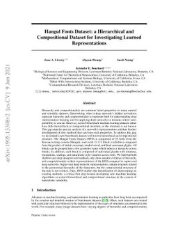 Hangul Fonts Dataset: a Hierarchical and Compositional Dataset for
  Investigating Learned Representations