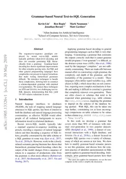 Grammar-based Neural Text-to-SQL Generation