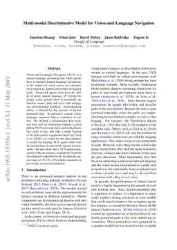 Multi-modal Discriminative Model for Vision-and-Language Navigation