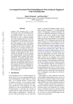 Leveraging Pretrained Word Embeddings for Part-of-Speech Tagging of Code
  Switching Data