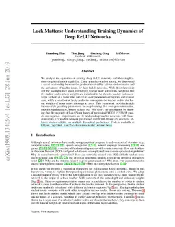 Luck Matters: Understanding Training Dynamics of Deep ReLU Networks