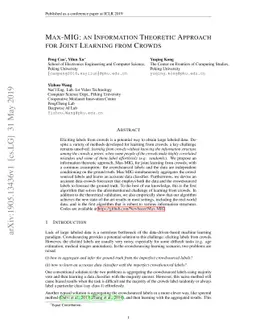 Max-MIG: an Information Theoretic Approach for Joint Learning from
  Crowds