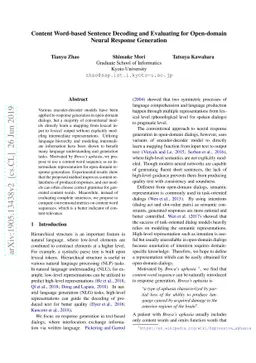 Content Word-based Sentence Decoding and Evaluating for Open-domain
  Neural Response Generation