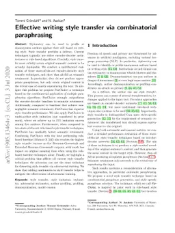 Effective writing style imitation via combinatorial paraphrasing
