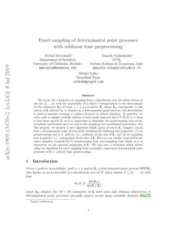 Exact sampling of determinantal point processes with sublinear time
  preprocessing