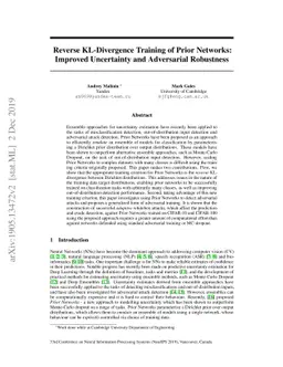 Reverse KL-Divergence Training of Prior Networks: Improved Uncertainty
  and Adversarial Robustness