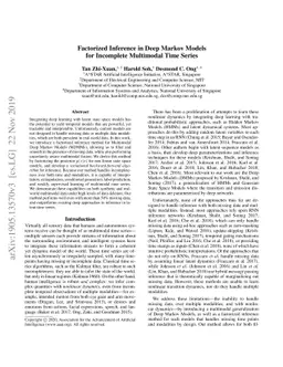Factorized Inference in Deep Markov Models for Incomplete Multimodal
  Time Series