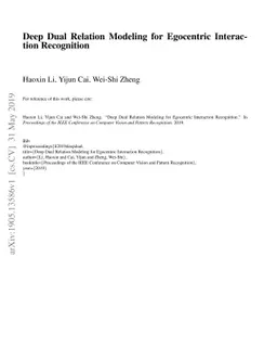 Deep Dual Relation Modeling for Egocentric Interaction Recognition