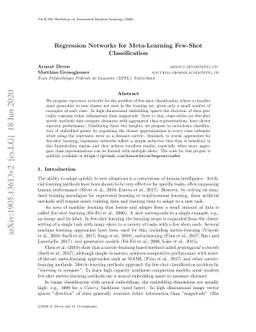 Regression Networks for Meta-Learning Few-Shot Classification