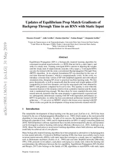 Updates of Equilibrium Prop Match Gradients of Backprop Through Time in
  an RNN with Static Input