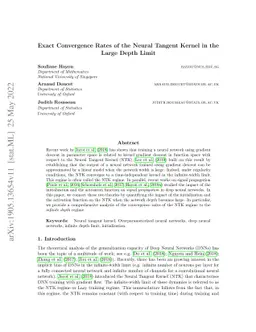 Exact Convergence Rates of the Neural Tangent Kernel in the Large Depth
  Limit