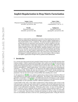 Implicit Regularization in Deep Matrix Factorization